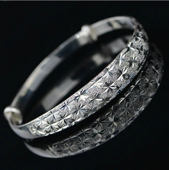 

New Arrival Pure 990 Sterling Silver Carved Bangle Heavy gold 20g