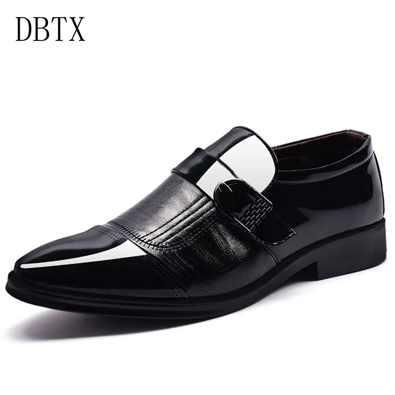 DBTX Мужские модельные кожаные туфли без застежки Модная мужская официальная
