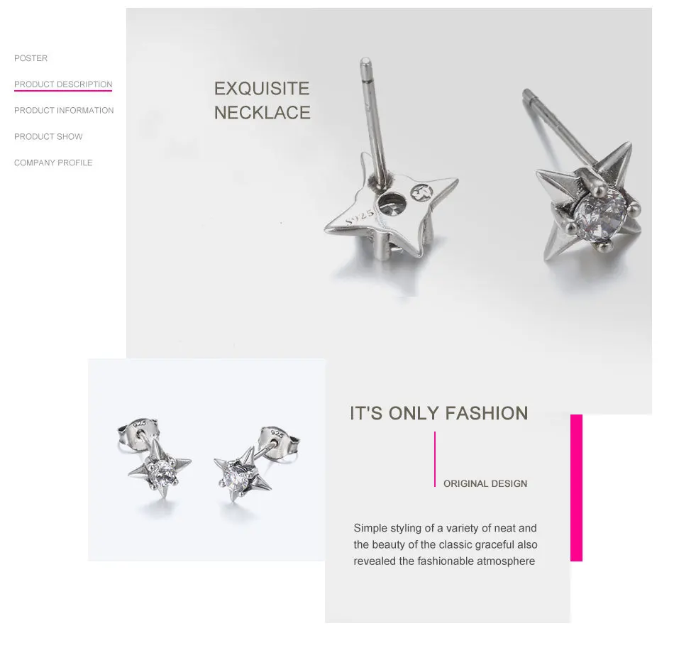 T11-925-Sterling-Silver-White-Zircon-Earrings-Prevent-Allergy-Cross-Earrings-Unisex-2018-New-Arrival-Best-Gifts