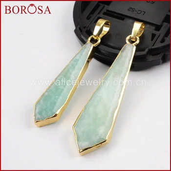 

BOROSA Wholesale 5pcs Arrowhead Pendant,Gold Color Amazon Stone Drusy Necklaces Pendants Gems Jewelry for Women WX879