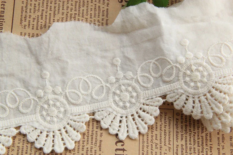3Yards/lot Width 8cm Beige 100% Cotton Lace Fabrics Cloth Lace Women's Clothing,Dress Lace Trim,   ~ Beautiful ~