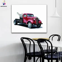 DIY цвета картины по номерам с цветами красный пикап автомобиль Картина Рисунок Живопись по номерам Обрамленный дом