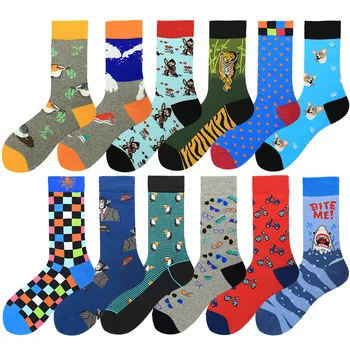 

Fashion Men Colorful Funny Crew Socks Casual Cotton Skateboard Hayyp Sock Animal Hip Hop Stocking