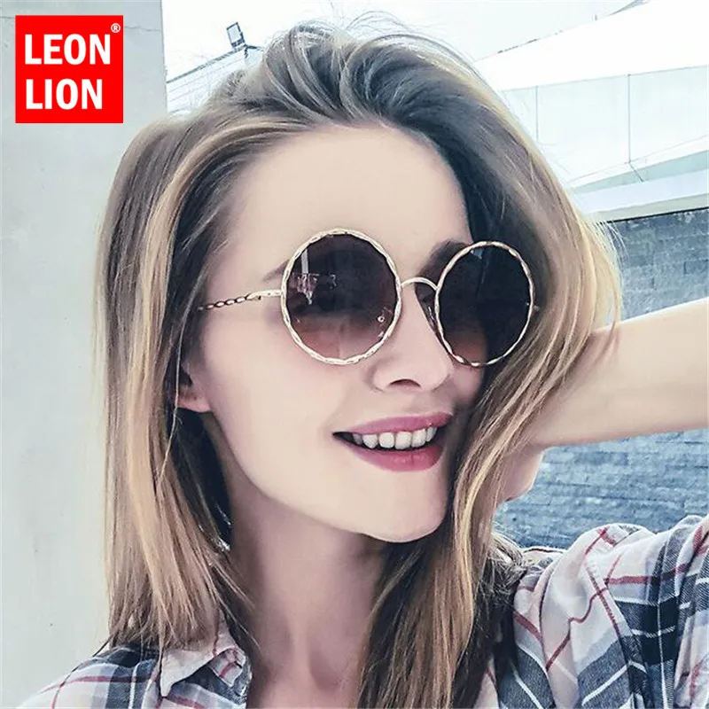 Женские винтажные солнцезащитные очки LeonLion круглые класса люкс уличные UV400