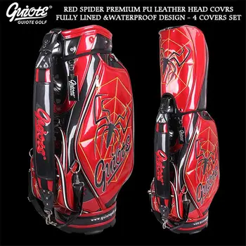 

[4 Colors] Widow Maker Spider Golf Caddie Cart Bag PU Leather Golf Tour Staff Bag With Rainhood 5-way For Men Women