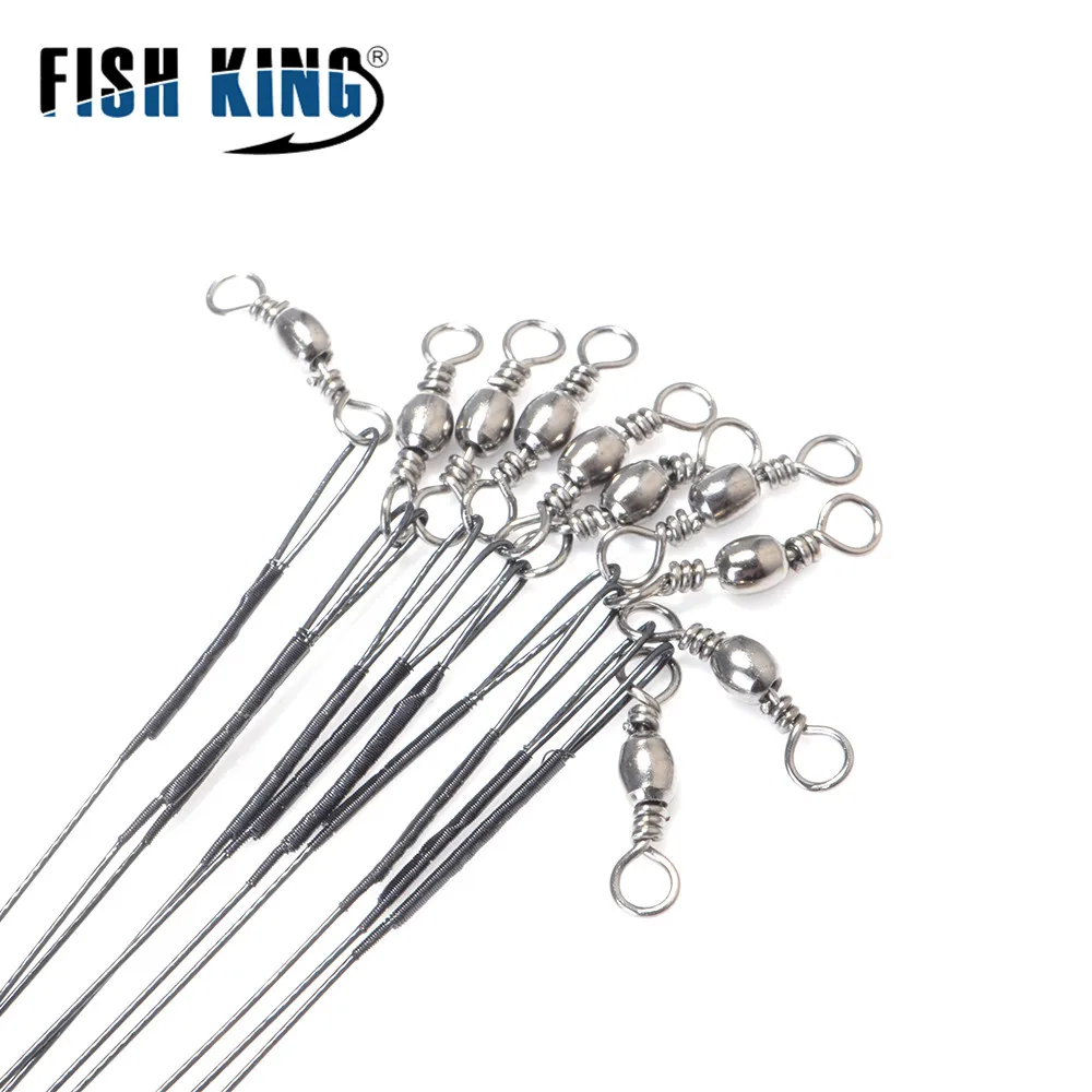 10pcs 15/20/25/30cm Stainless Steel Wire Leader Fishing Leash With Swivel 20LB Leadcore Leash For Fishing Line Accessories