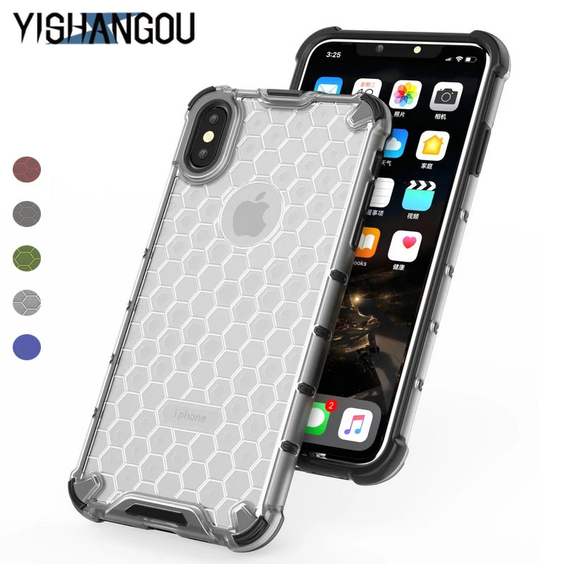 

YISHANGOU Hybrid Tough Shockproof Armor Phone Back Case for iPhone XS MAX XR Xs X 8 7 6S Plus Hard TPU +PC Cover Fundas