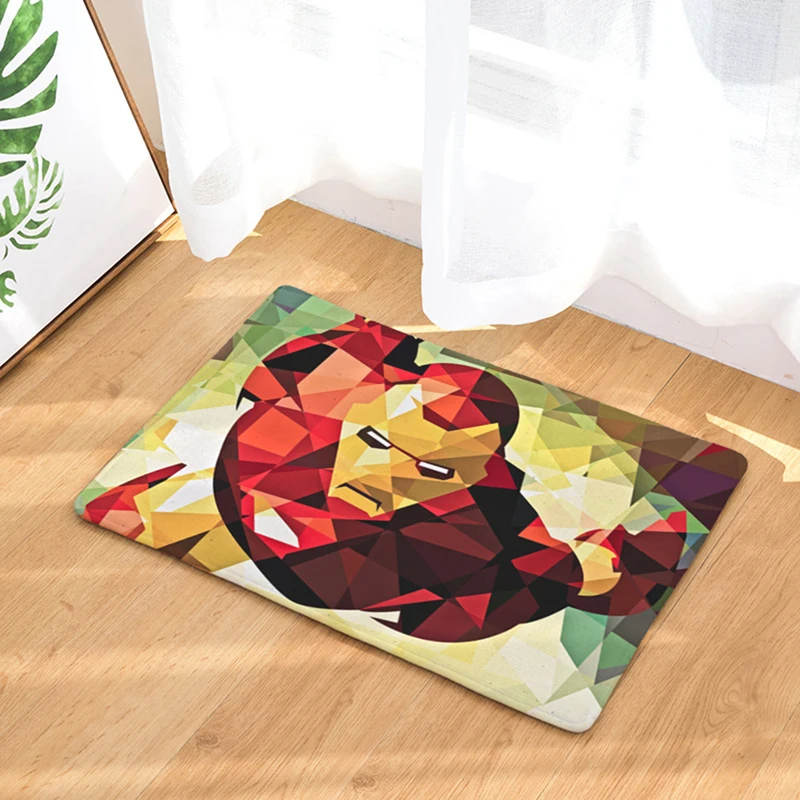 

HomeMiYN Bath Mat New Modern Bath Rug Geometric Superhero Iron Man Digital Printing Footpad Flannel Door Mat Anti Slip Mats