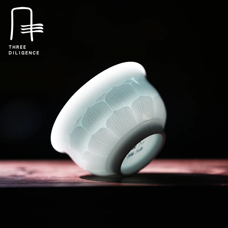 Цзиндэчжэнь керамическая чайная чашка чайный набор кунг-фу Celadon Shadow Blue Glaze ручная