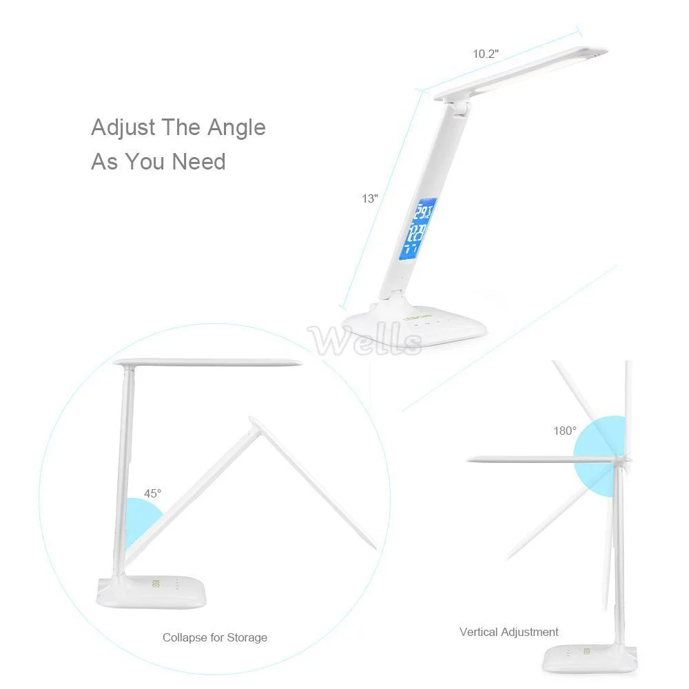 Светодиодный дисплей, настольная лампа, портативный светодиодный светильник для чтения с календарем, гибкий современный светодиодный Настольный светильник с регулируемой яркостью