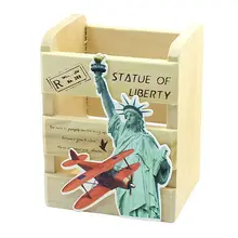 Бежевый деревянный биплан детализация ручка держатель канцелярские организатор