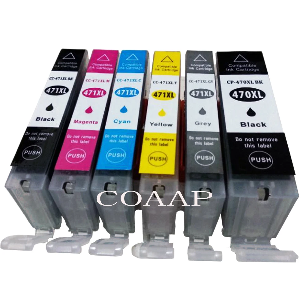 

6 Pack PGI470 CLI471 PGI-470BK CLI-471 BK/C/M/Y/GY Compatible ink cartridge for canon PIXMA MG5740 MG8640 TS5040 TS6040 Printer