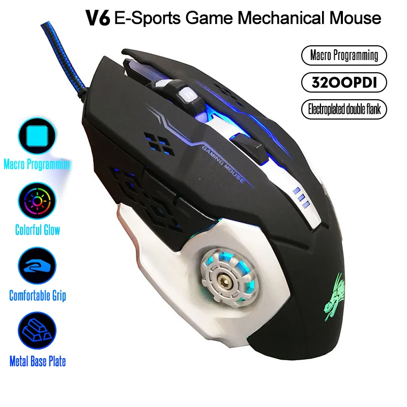 Professional Gamer Gaming Mouse 6D 3200DPI Adjustable Wired Optical LED 6 Keys USB Cable for PC laptop GT | Компьютеры и офис