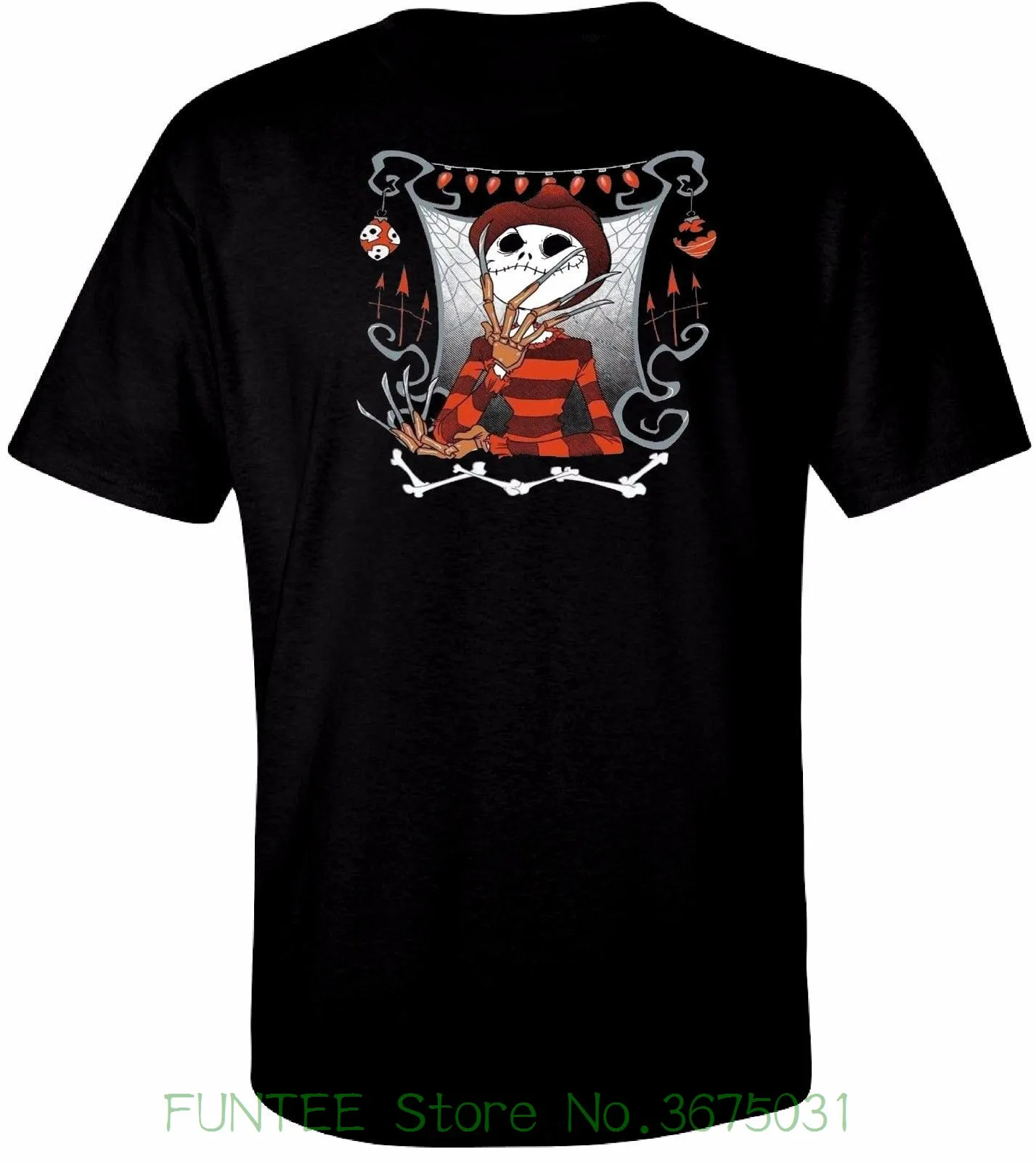 Women's Tee Jack O Xmas / Krueger Black T shirt 100%