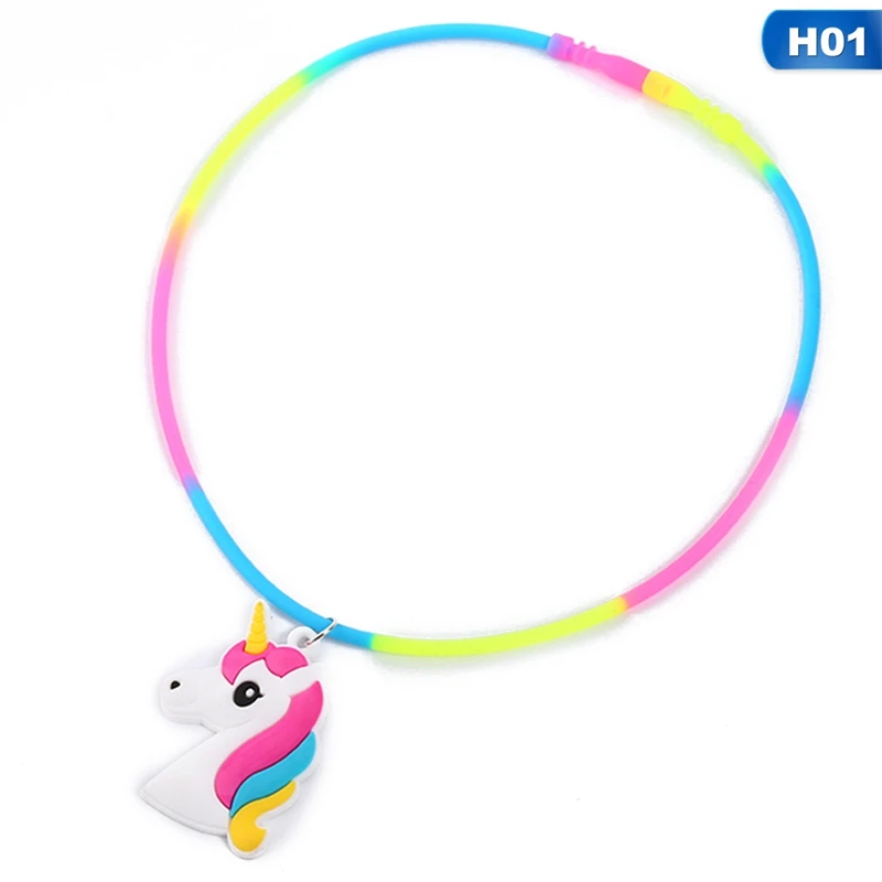 Rainbow Unicorn Pendant Rubber Necklaces Accessories -Unicorn Fashion HTB1wXygXzzuK1RjSspeq6ziHVXaS