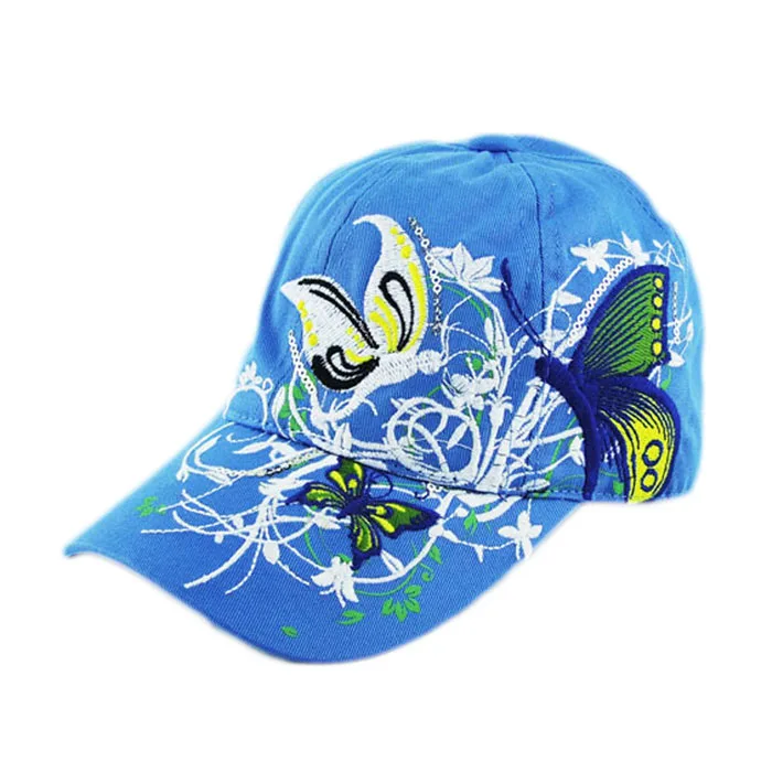 Модная бейсбольная кепка с цветочной вышивкой, женская модная кепка с гусиным язычком, регулируемый ремешок Jul30 - Цвет: Синий