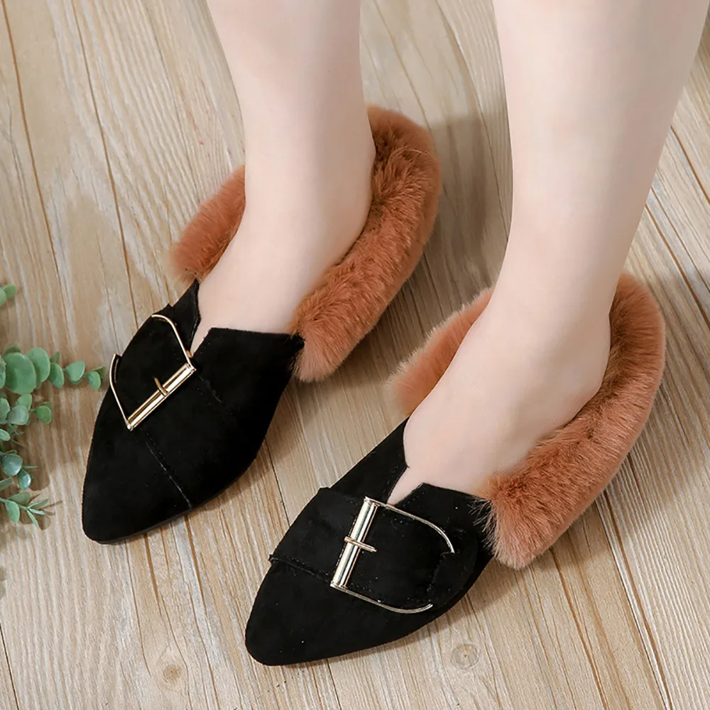 slip Métal Petit Décoration Plus Coton Chaussures Muqgew De khaki Chaud Peluche Femmes Noir Non En Velours Automne xSx1qYwP