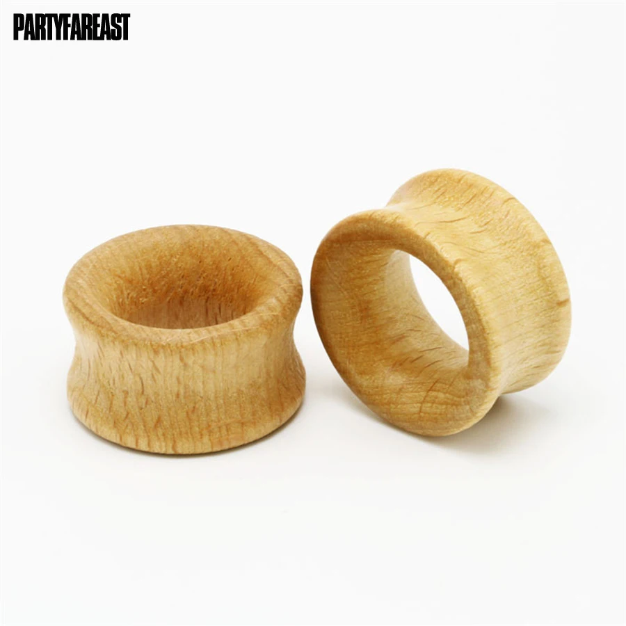 Partyfareast Hollow Wood Punk Ear Piercing Color Round Ear Plugs Ear