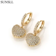 SUNSLL золотой цвет медный кубический цирконий любовь сердце кулон серьги-кольца женские модные вечерние ювелирные изделия CZ FELHEADO Brincos
