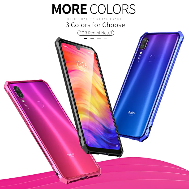 Металлический бампер для Xiaomi Redmi Note 7 чехол телефона тонкий жесткий Броня