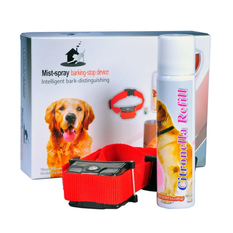 

2019 New Dog Traning Supplies Spray Bark Collar Anti-Bark Device Adjustable Battery Dog Collar with Spray