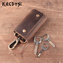 KACDYSI ручной работы винтажный Crazy Horse из натуральной кожи мужской ключ кошелек Талия брелок для ключей сумка мужской Футляр для ключей