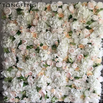 

TONGFENG 10pcs/lot Mixcolor Wedding 3D flower wall flower runner wedding Artificial silk rose peony wedding backdrop decoration