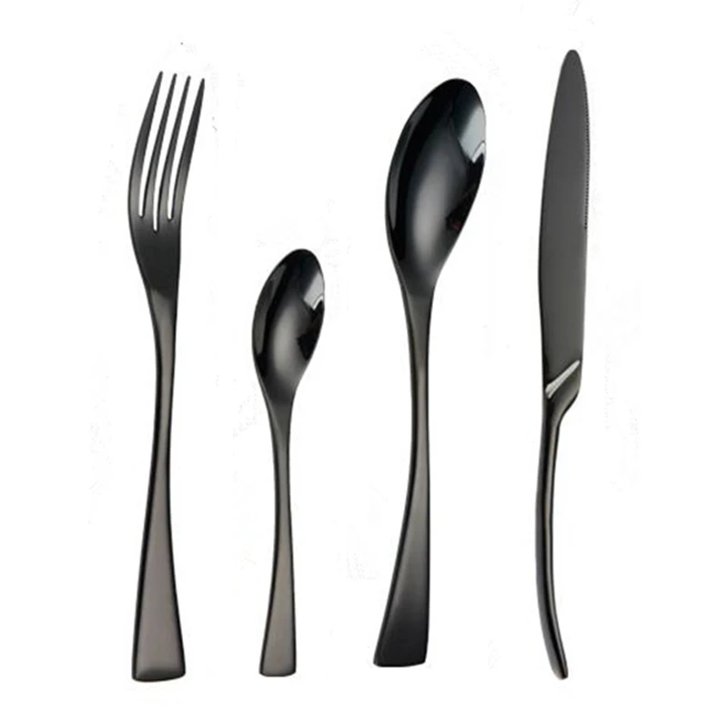 

1/4Pcs Stainless Steel Black Cutlery Set Dinnerware Tableware Silverware Sets Dinner Service Knife and Fork Drop Shipping