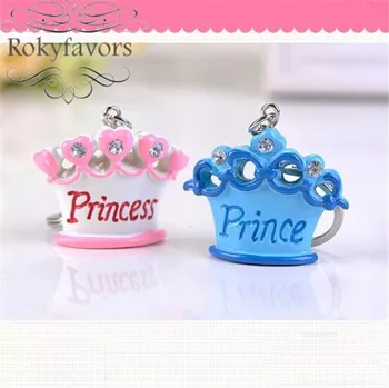 

FREE SHIPPING 50PCS Lovey Pink/Blue Crown Princess/Prince Keychains Baby Shower Birthday Gifts Party Supplies Pratical Favors