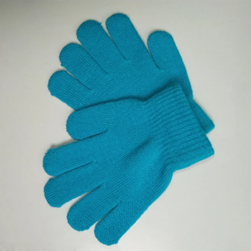 Новые варежки; сезон осень-зима; однотонные детские вязаные перчатки; 1 пара; красивые ветрозащитные волшебные перчатки; сохраняющие тепло; студенческие перчатки - Цвет: Blue