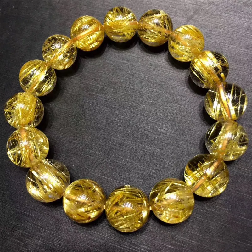 Natural Gold Rutilated Quartz Crystal Bracelet (4)