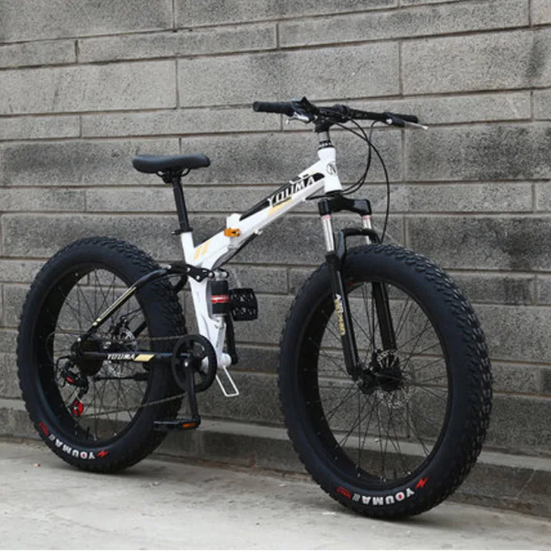 Горный велосипед 24 дюйма 27 скоростей двойной дисковый тормоз со спиральными колесами 4,0 расширенные шины для мужчин и женщин - Цвет: WHITE