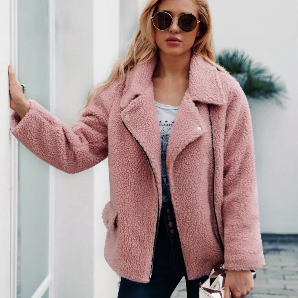 New Lapel Sweatshirt Fleece Fur Coat 2018 Women Autumn