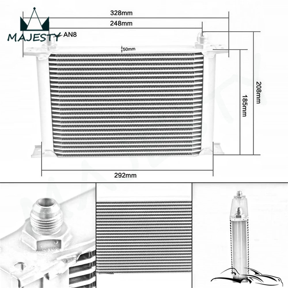 25 ряд 8-это Алюминий передачи топлива/масляный радиатор AN8 охлаждения Системы+ 2 шт. фитинг+ зажимы для универсальных машин