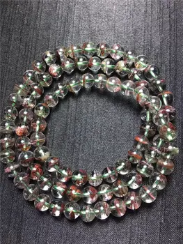 

3ROWS Natural Green Phantom Ghost Quartz Crystal Gemstone Bracelet 7mm AAAA Free Shipping