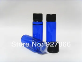 

200pcs Lot 5ml Blue Glass Essential Oil Bottles/Vials with PP Screw lid and stopper insert, NEW & EMPTY Perfume containers