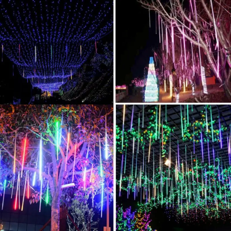 buy New Waterproof LED Meteor Rain Shower Lights Icicle Snow Raindrop Outdoor Light Blue White Color US Power 220V 30CM 50CM