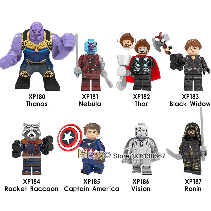 

Single Legoings Figures Thanos Nebula Thor Black Widow Vision Captain America Avengers 4 Endgame Building Blocks Toys Children