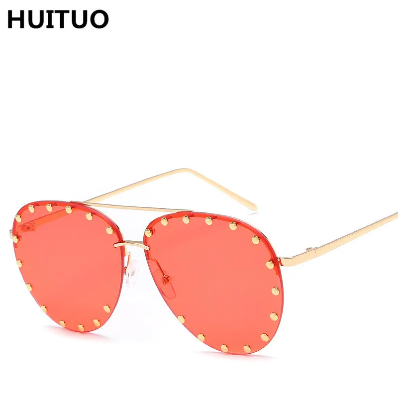 

HUITUO Studded Fashion Sunglasses Male and Female Universal Sunglasses Frog Mirror UV400 High Quality Metal HD Sun Eyelasses
