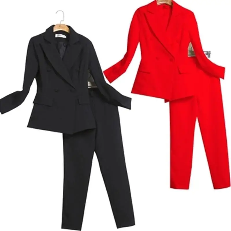 Мода спортивный костюм женский Красный, черный, Белый Новый профессиональный костюм куртка + тонкий костюм Штаны два костюма женщин размер