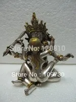 

Tibet Silver Gilt Bronze Manjushri Consort Yab-yum Buddha Statue 5.5''