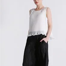 Новинка MIYAKE Складная тонкая футболка женская летняя