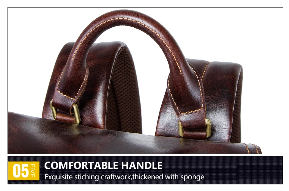 CONTACT'S Стильный кожаный рюкзак на шнурке в винтажном стиле от бренда для мужчин, предназначенный для портативного ноутбука размером 13.3 также может быть использована как сумка для путешествий