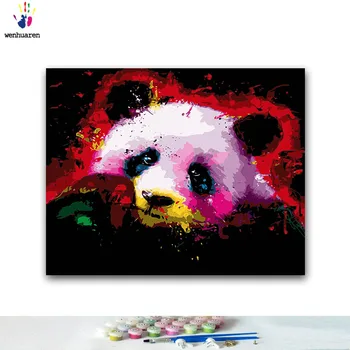 

DIY Coloring paint by numbers Cute panda paintings by numbers with kits 40x50 framed