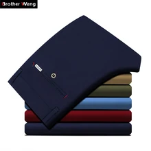 Мужская одежда Осенние новые мужские Стрейчевые повседневные брюки цвета хаки деловые модные однотонные хлопковые брюки Мужская брендовая одежда