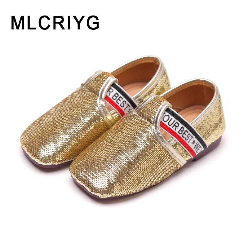 

2019 New Autumn Children Glitter Shoes Kids Gold Shoes Boys Fashion Loafer Baby Girls Soft Flats Toddler Sequin Brand Moccasin