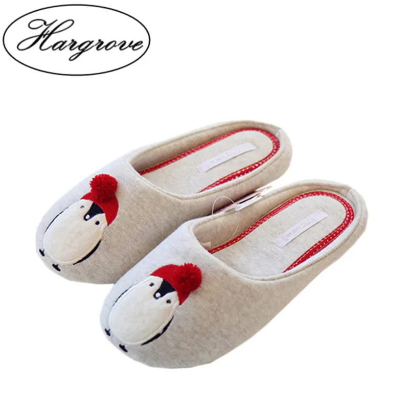 

Cotton Cute Penguin Animal Pattern Home Slippers Women Indoor Shoes For Bedroom House Adult Guest Warm Winter Soft Bottom Flats