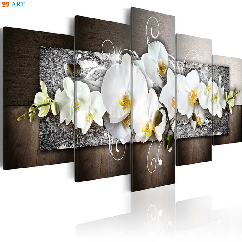 Орхидеи Цветы Печать настенная живопись 5 шт. цветочный плакат современный холст искусство модульные картины для гостиной домашний декор - Цвет: 012