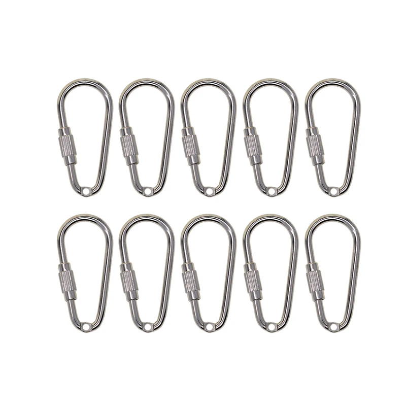 

10pcs Strong Steel Carabiner Marine Quick Screw Links Keyring Boating Clip Clasp