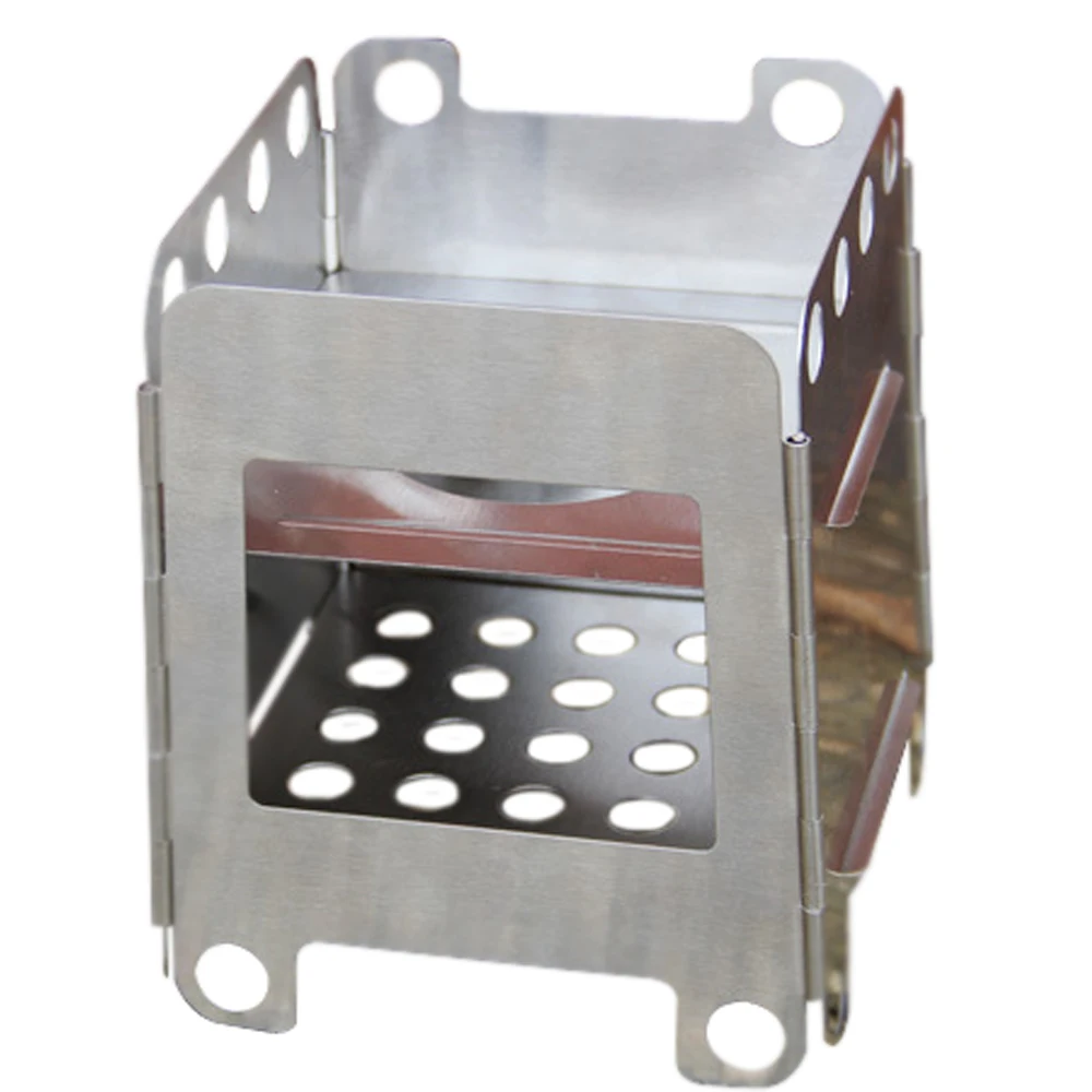 Portable Stainless Steel Lightweight Folding Wood Stove Pocket Alcohol Stove Outdoor Cooking BBQ